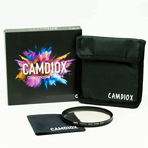 Camdiox Cinepro EX 오렌지 Streak 스타 플레어 필터 - 시네마틱 Starlight 이펙트 회전가능 링 DSLR 미러리스 비디오 카메라 (77mm)