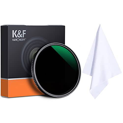 K& F Concept 40.5mm 가변 ND 필터, ND8-ND2000(Neutral 농도) 필터, HD/ 방수/ Ultra-Slim/ CNC Non-Slip/ 소형 코팅, Japan 광학 글래스 카메라 렌즈+  극세사 클리닝 천