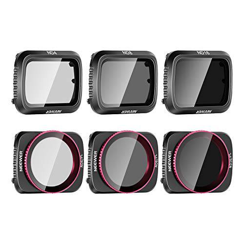 Neewer 카메라 렌즈 필터 호환가능한 DJI 매빅 에어 2 렌즈 필터 세트, Multi-Coated 필터 팩 악세사리 (6 팩) ND4, ND8, ND16, ND4/ PL, ND8/ PL, ND16/ PL