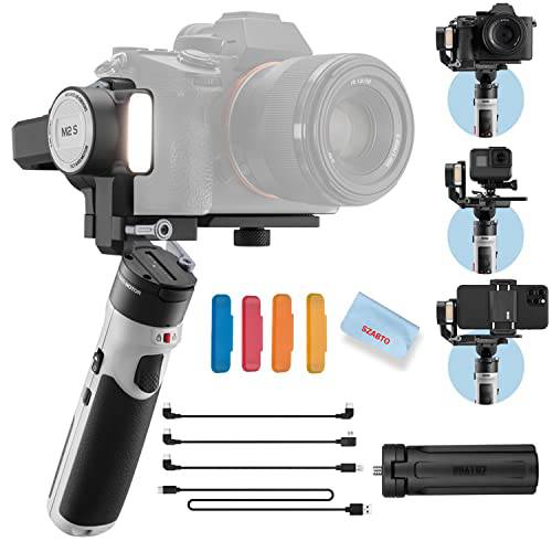 지윤 두루미 M2S 카메라 짐벌 3-Axis 소형,휴대용 비디오 스테빌라이저 미러리스 카메라, 액션 카메라, 스마트폰, 소니 A6000, A6300, A6500, 고프로 히어로 10/ 9/ 7, 아이폰 13 프로 맥스 12 11 휴대폰, 스마트폰