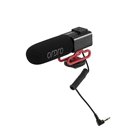 Ordro CM550 On-Camera 캠코더 마이크,마이크로폰 (for Vlogging, 유튜브, 라이브 스트리밍, DSLR 니콘/ 캐논 DV 사운드 Recording)-Black