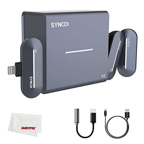 SYNCO P2T P2L 라발리에 마이크,마이크로폰 시스템, 492ft/ 150m Line-of-Sight 안정된 전송 Vlogging 유튜브 고 무선으로 on 카메라 폰 태블릿, 태블릿PC, Smartphon (P2L:for 라이트닝 iOS 디바이스)