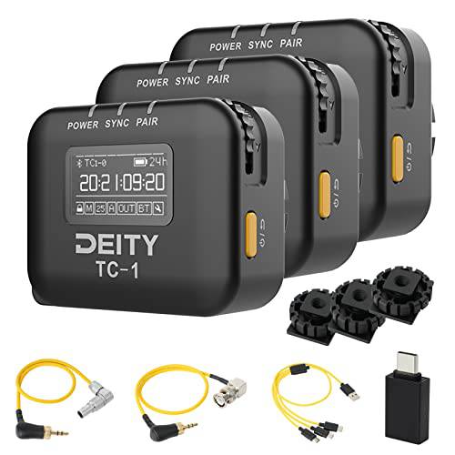 Deity TC-1 무선 Timecode 박스 3 키트, 2.4G 라디오, Timecode 정확성 0.5ppm, 블루투스 5.0, 맥스 레인지 250FT, 지원 어플 컨트롤