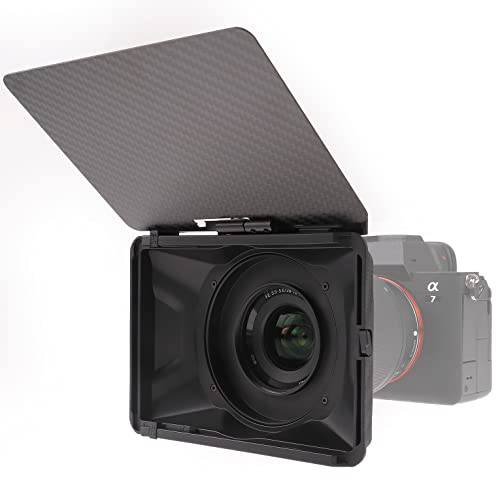 Foto4easy 미니 매트 박스, 경량 매트 박스 탑 깃발 DSLR 미러리스 카메라, 호환가능한 67mm/ 72mm/ 77mm/ 82mm 렌즈, 지지 4x4/ 4x5.65 필터