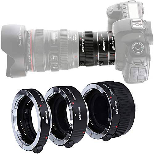 Micnova KK-C68 매크로 렌즈 튜브 연장 캐논 DSLR, 프로 오토 포커스 매크로 연장 튜브 세트 캐논 EOS EF&  EF-S 마운트 5D2 5D3 6D 650D 750D 필름 카메라 (12mm 20mm and 36mm Tubes)