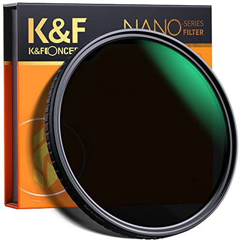 K& F Concept 49mm 가변 ND 필터 ND32-ND512 (5-9 정지) HD 중성 농도 렌즈 필터 28 Multi-Layer 코팅 소수성/ 스크레치 방지 카메라 렌즈