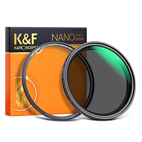 K& F Concept 49mm 자석 가변 ND 필터 ND2-ND32 (1-5 정지)+  자석 필터 어댑터 링 필터 키트, No X 크로스 조절가능 중성 농도 필터 28 Multi-Layer 코팅 방수