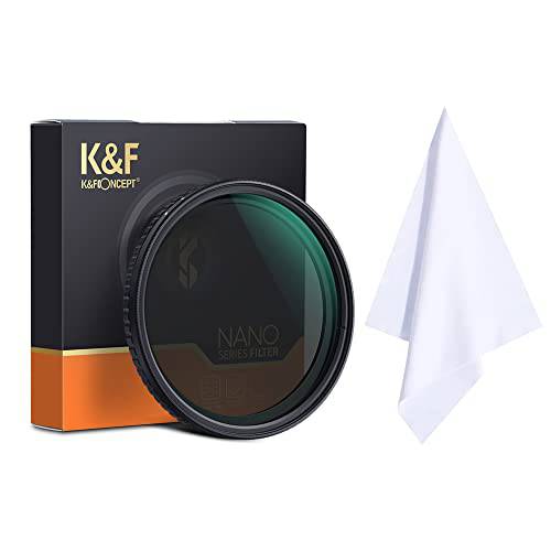 K& F Concept 46mm ND2-ND32(1-5 스탑) 필터, 가변 ND 필터, No X 스팟/ 방수/ Scratch-Resistant, 카메라 렌즈+  클리닝 천