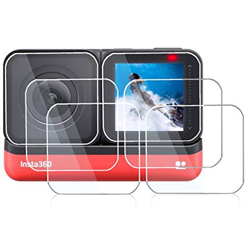 6PCS 글래스 화면보호필름, 액정보호필름 호환가능한 Insta360 원 RS/ 원 R 스포츠 비디오 Adaptive 액션 카메라, debous 방수 강화유리 Clera 하드 보호 필름 쉴드 커버 LCD+ 렌즈 스크린