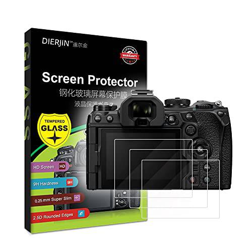 DIERJIN 3-Pack 강화유리 LCD 화면보호필름, 액정보호필름 호환가능한 OM 시스템 OM-1 올림푸스 OM-1 [0.25mm 2.5D 9H]