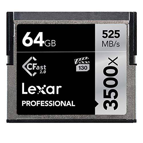 Lexar 프로페셔널 3500x 64GB CFast 2.0 카드, Up to 525MB/ s Read, Cinematographer, Filmmaker, 컨텐츠 크리에이터 (LC64GCRBNA3500)