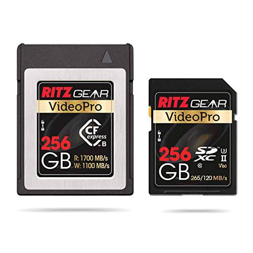비디오 프로 CFExpress 타입 B 256GB 카드 (1700/ 1100 R/ w) 플러스 SD 카드 UHS-II 256GB SDXC 메모리 카드 U3 V60 (R 265mb/ s 120mb/ s Write)