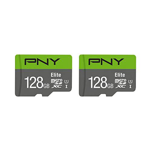 PNY 128GB Elite Class 10 U1 microSDXC 플래시 메모리 카드 2-Pack - 100MB/ S, Class 10, U1, 풀 HD, UHS-I, 마이크로 SD