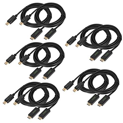 UVOOI DisplayPort,DP DP to HDMI 케이블 6 feet 10-Pack, DisplayPort,DP to HDMI 디스플레이 모니터 어댑터 케이블 Male to Male Gold-Plated 케이블 호환가능한 레노버, HP, ASUS, Dell and Other 브랜드 - 블랙