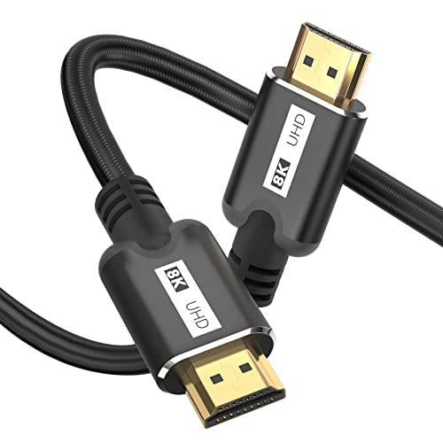 8K HDMI 2.1 케이블 10FT, Fileos 48Gbps 울트라 고속 블랙 Braided HDMI 케이블, 지원 8k @ 60Hz, 4k @ 120Hz, HDR, eARC, Dolby 비전, & More