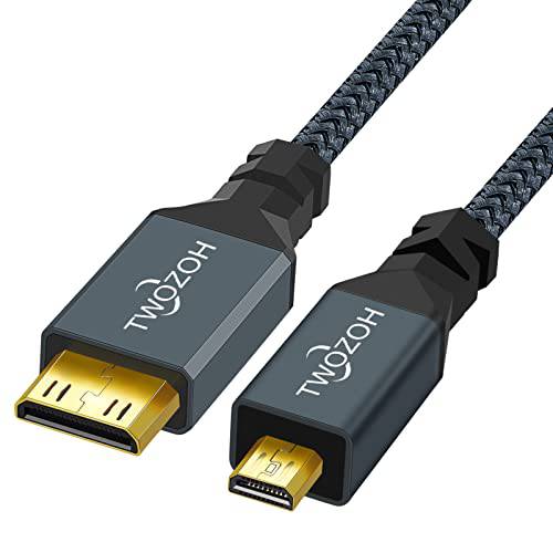 Twozoh 마이크로 HDMI to 미니 HDMI 케이블, 미니 HDMI Male to 마이크로 HDMI Male 케이블, 마이크로 HDMI 타입 D Male to 미니 HDMI 타입 C Male 케이블 지원 3D/ 4K 1080p 3Ft