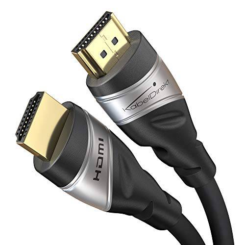 KabelDirekt  10ft  8K/ 4K HDMI 2.1, 울트라 고속 HDMI 케이블, 인증된 (HDMI to HDMI 케이블, 48G, 8K@60Hz, 공식 라이센스, 이더넷/ eARC/ HDCP, 호환가능한 PS5/ 엑스박스/ 스위치, 실버/ 블랙