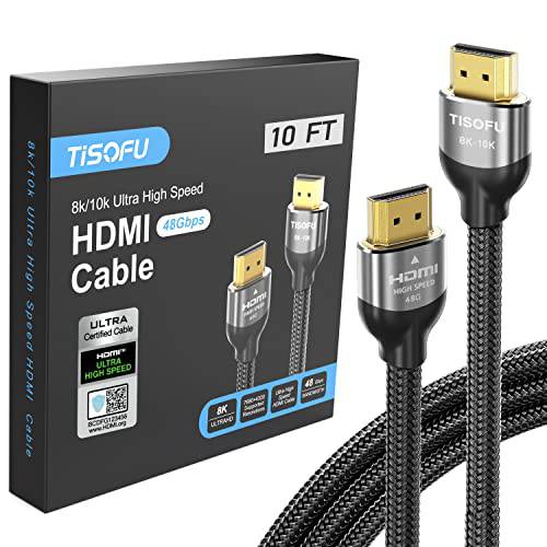 8K HDMI 케이블 4K 케이블: 10ft 인증된 2.1 48Gbps 울트라 고속 HDMI 케이블 프리미엄 Braided 8K@60Hz 4K@120Hz 4K@144Hz HDCP 2.2& 2.3 CL3 ARC eARC Dolby - HD/ HDR/ HDTV/ PS5/ PS4/ 엑스박스