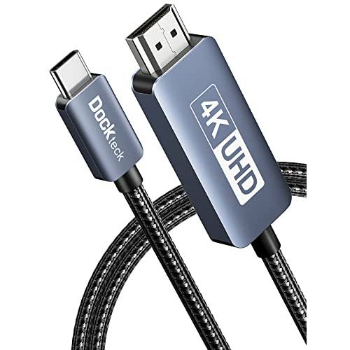 USB C to HDMI 케이블, Dockteck 타입 C to HDMI, 3Ft 썬더볼트 3/ 4 to hdmi 4K[60Hz] Braided 케이블, High-Speed HDR USB C to Hdmi 케이블 맥북 프로/ 에어, 아이패드 에어 4/ 아이패드 프로 2021/ 아이맥/ S20/ XPS 15/ Dell