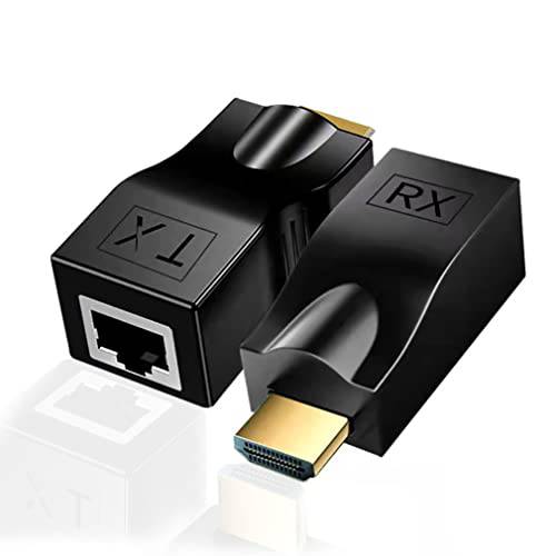 HDMI 확장기 Over Cat5e/ 6, sartyee 이더넷 to HDMI 2 포트 RJ45 이더넷 네트워크 어댑터, 지원 1080p UP to 30m/ 98ft 비디오 and 오디오 HDTV HDPC PS4 STB [2 팩]
