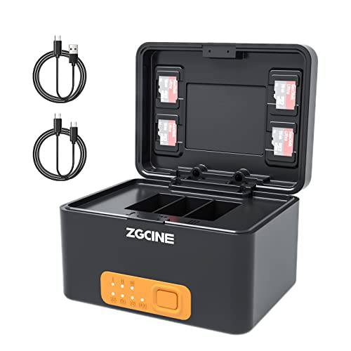 ZGCINE PS-G10 충전 케이스 고프로 배터리, 3 충전 슬롯, 호환가능한 고프로 10/ 9/ 8/ 7/ 6/ 5 배터리