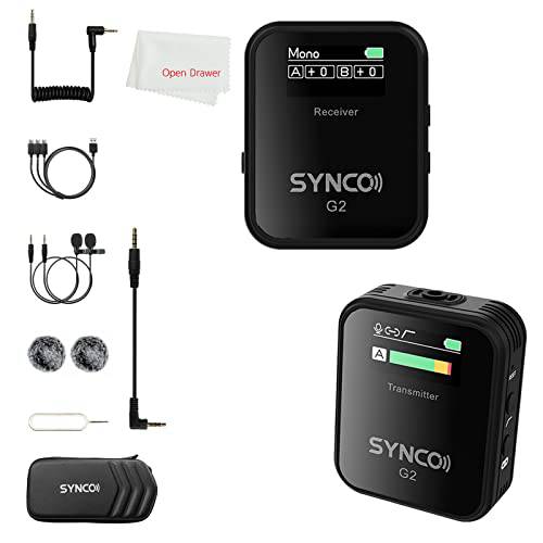 SYNCO G2-A1 라발리에 마이크,마이크로폰 2.4G 라펠 마이크로폰 라발리에 마이크 시스템 스마트폰 테이블 DSLR 카메라 실시간 모니터링 유튜브 (G2-A1 마이크,마이크로폰)