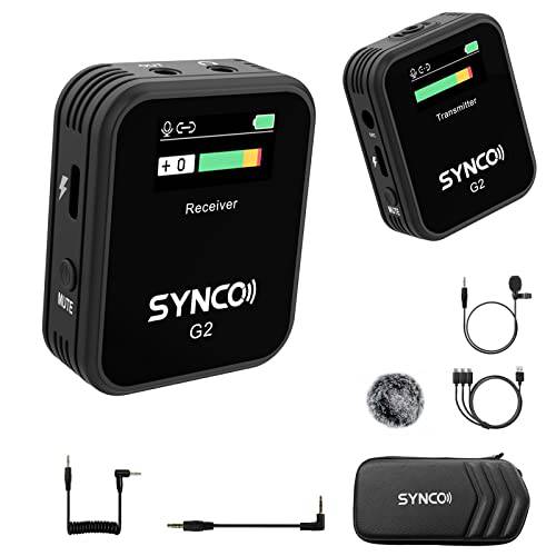 SYNCO G2-A1 라발리에 마이크,마이크로폰 시스템, 2.4G 무선 마이크,마이크로폰 and 492ft/ 150m Line-of-Sight 안정된 전송 Vlogging 유튜브 고 무선으로 on 카메라 폰 태블릿, 태블릿PC, 스마트폰