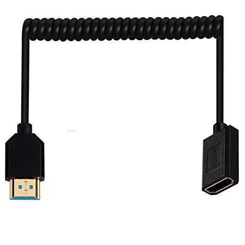 매우얇은 HDMI 말린케이블 고속 케이블, Disscool HDMI Male to HDMI Female 커넥터 어댑터 플렉시블 스프링 연장 케이블, 2.1V 8K@60Hz 4K@120Hz 카메라/ Monitor(M to F)