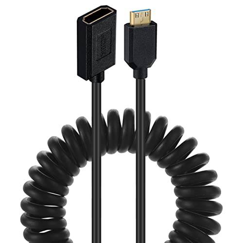 AWADUO HDMI 2.1 케이블 HDMI Female to 미니 HDMI Male 타입 C 연장 케이블, 울트라 스프링 고속 HDMI 말린케이블 8K@60Hz 4k@120Hz 호환가능한 모니터/ Projector(Female to Male)
