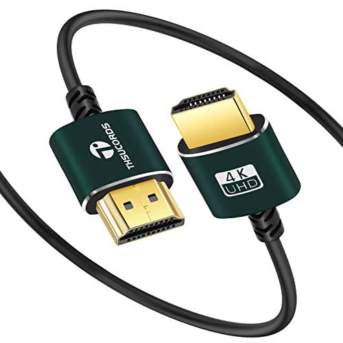 Thsucords 슬림 HDMI 케이블 6.6FT, 울트라 소프트& Thin HDMI to HDMI 케이블, 익스트림 플렉시블&  스키니 HDMI 와이어 지원 고속 4K@60Hz 18gbps 2160p 1080p