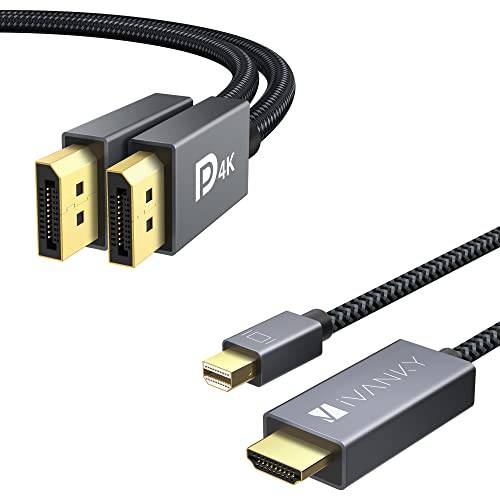 iVANKY VESA 인증된 DP 1.2 케이블 6.6ft+  미니디스플레이포트,  미니 DP to HDMI 케이블 6.6ft