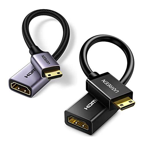 UGREEN 미니 HDMI 어댑터 미니 HDMI to HDMI Female 케이블 4K PVC 번들,묶음 Braided 알루미늄 케이스 미니 HDMI 어댑터
