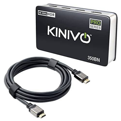 Kinivo 350BN 4K HDMI 스위치 BlueRigger 8K HDMI 케이블 - 6FT (8K 60Hz, 4K 120Hz, eARC, HDR10, HDCP 2.3/ 2.2, HDR, HDMI 2.0, 4K 60Hz, 5 포트 스위치, 오토 변환)