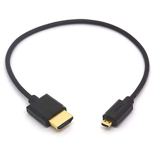 GLHONG 마이크로 HDMI to HDMI 케이블 어댑터 지원 이더넷 4K 3D 오디오 리턴 스마트 휴대폰, 태블릿, 액션 카메라, 니콘 B500, 라즈베리 파이 4 (30 cm)