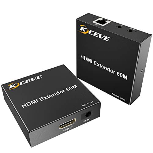 HDMI 확장기, 60 미터 HDMI 확장기 ( TX+ RX) Via 싱글 RJ45 Cat6e Cat7 랜선, 랜 케이블 Transmit Up to 60M, 지원 1080p, 3D, HDCP, EDID 관리 and 루프 Out 기능