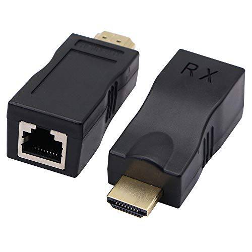 SinLoon HDMI to RJ45 네트워크 HDMI 리피터 HDMI to RJ45 네트워크 케이블 확장기 컨버터, 변환기 어댑터 Over 고양이 5e/ 6/ 6e1080p up to 30M 확장기 HDTV HDPC PS4 STB 4K 2K (2PCS/ 블랙)