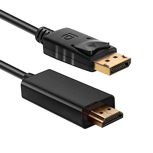 DisplayPort,DP to HDMI 6 feet(1.8Meters) 케이블, Nicekey 1080P Uni-Directional Male to Male DP to HDMI 케이블 PCs to HDTV, 모니터, 프로젝터. (3-Pack)