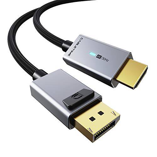 CABLETIME DisplayPort,DP to HDMI 케이블 어댑터 인디케이터 라이트, HD 4k/ 30Hz DP to HDMI 케이블 Male to Male 케이블 호환가능한 레노버 Dell HP and Other 브랜드 (3M/ 9.9FT)
