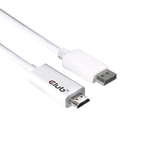Club3D CAC-1073 DisplayPort,DP 1.2 케이블 to HDMI 2.0 액티브 어댑터, 화이트 3M/ 9.84’