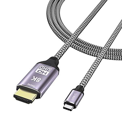 YIWENTEC USB-C USB3.1 to HDMI 8K 케이블 1.8m 7680x4320 8K@30Hz 4K@120Hz UHD HDR 고속 48Gbps 썬더볼트 3 호환가능한 HDTVs 프로젝터 and 모니터