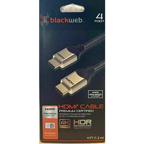 HDMI 케이블 by blackweb 4-FT 1.2m 4K HDR Ultra-HD 프리미엄 인증된 18Gbps 고속 BWA18AV021