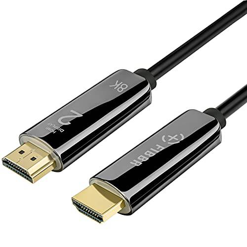 FIBBR 프리미엄 인증된 HDMI2.1 케이블 16.4ft/ 5M，48Gbps 8K 파이버 Optic HDMI Cable，Digital 오디오/ UHD 비디오 케이블 지원 8K @60Hz/ 4K @120Hz, 4:4:4 RGB, eARC，UHD，HDR