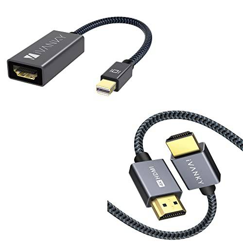 ivanky 미니디스플레이포트, 미니 DP to HDMI 어댑터+ ivanky 4K HDMI 케이블 10ft