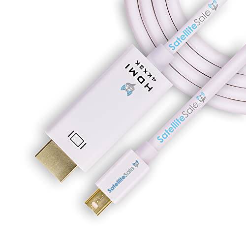 SatelliteSale Uni-Directional 미니디스플레이포트, 미니 DP to HDMI 케이블 Male to Male (4K/ 30Hz, 8.64Gbps) PVC 화이트 케이블 (3 Feet)