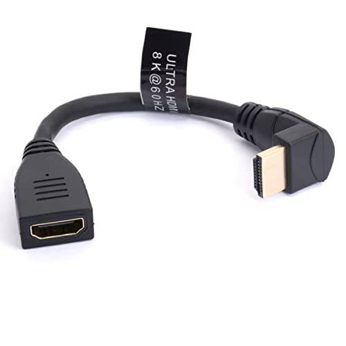 8K HDMI 연장 케이블, 숏 HDMI 2.1 Male to Female 90 도 앵글 HDMI 케이블 High-Speed 48Gbps Hdmi 확장기 어댑터 지원 8K@60Hz, 4K@120Hz, 다이나믹 HDR, eARC, VRR, 3D TV/ PC/ PS5 (up)