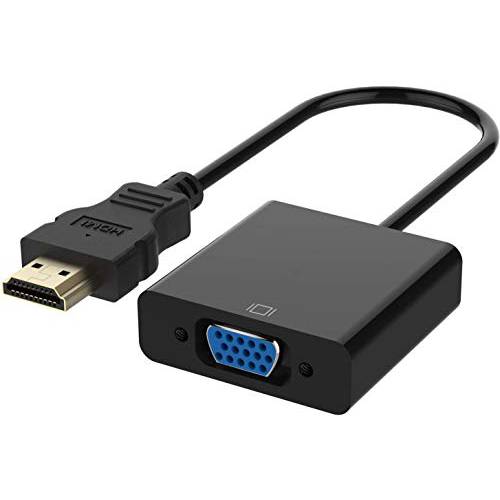 HDMI to VGA 어댑터, Vultic [1080P@60hz][HDMI 입력 to VGA 출력] 금도금 Male to Female 액티브 비디오 컨버터, 변환기 숏 케이블 (블랙)