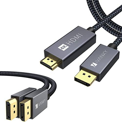 iVANKY DisplayPort,DP to HDMI 케이블, Uni-Directional 4k@30Hz DP to HDMI 케이블 and VESA 인증된 DisplayPort,DP 케이블