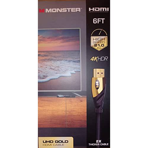 몬스터 6 ft UHD 골드 HDMI 케이블, 지원 4K 해상도, 속도 of 60 Hz and 21 Gigabytes per second, 호환가능한 OLED and QLED TVs