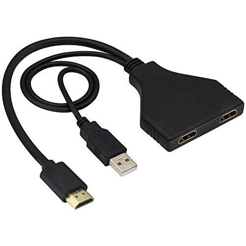 zdyCGTime 1080P 4K HDMI 2.0 원 in 2 비디오 분배기 USB 파워 케이블, USB2.0 HDMI1 Male to HDMI2 Female 케이블, 적용가능한 HDMI 인터페이스 Such as 노트북/ 모니터/ 프로젝터. (0.3M)