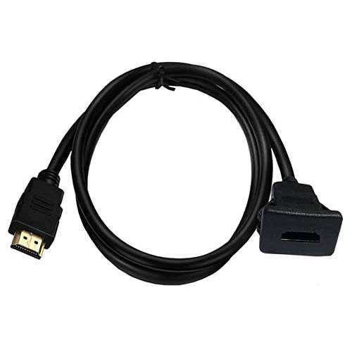 Qaoquda HDMI 사각 플러시 마운트 케이블, HDMI Male to Female 마운트 연장 케이블, 대시보드 플러시 패널 마운트 케이블, 자동차, 보트 and 오토바이 1M/ 3ft